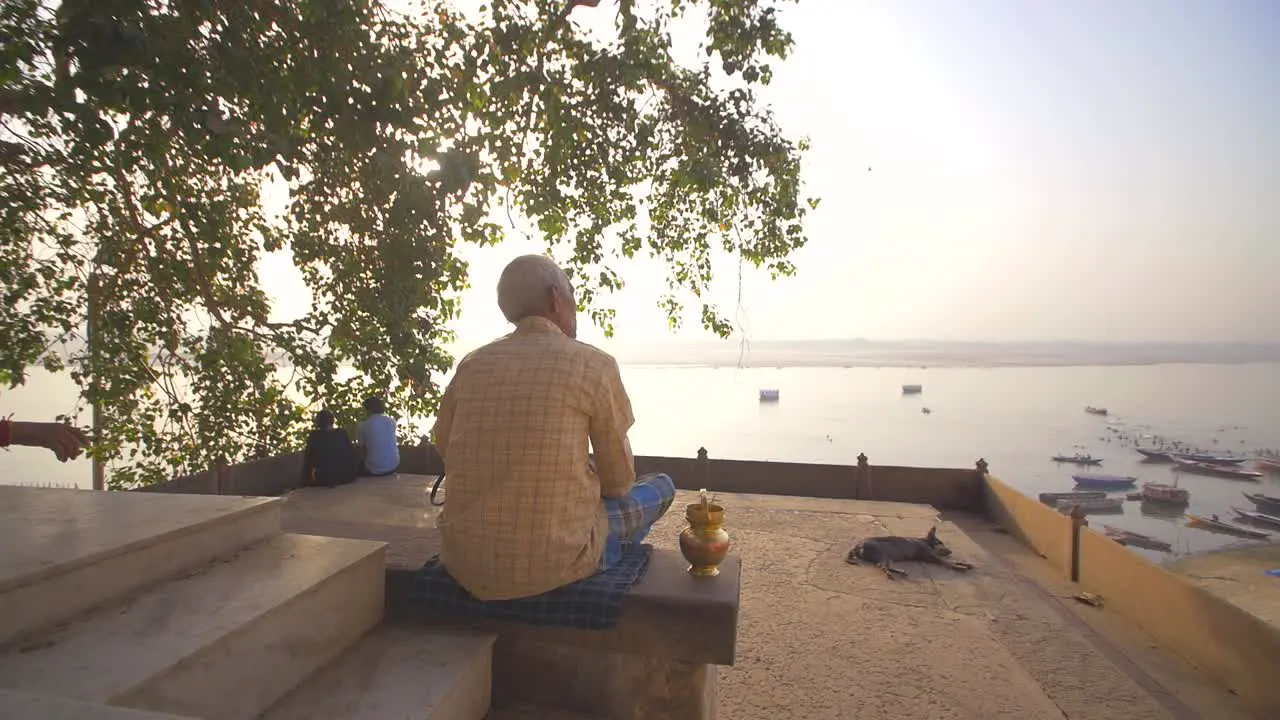 Man Overlooking River Ganges