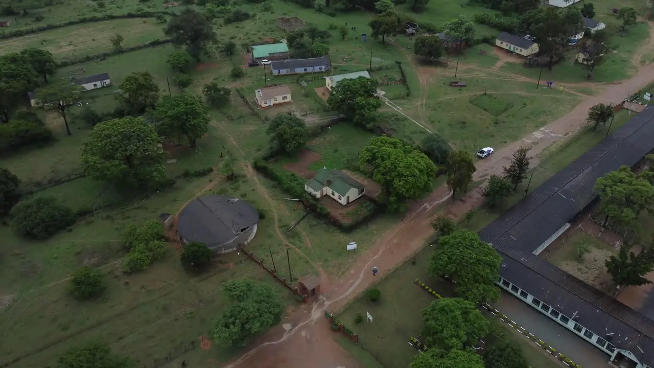 Drone video of a catholic mission homestead at a village in Midlands Zimbabwe