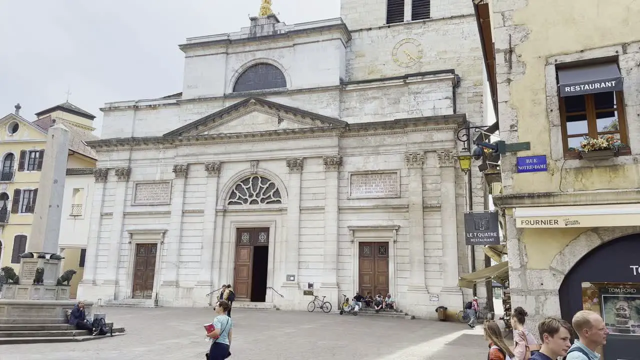 the Church of Our Lady of Liesse rises over Annecy's Vieille Ville