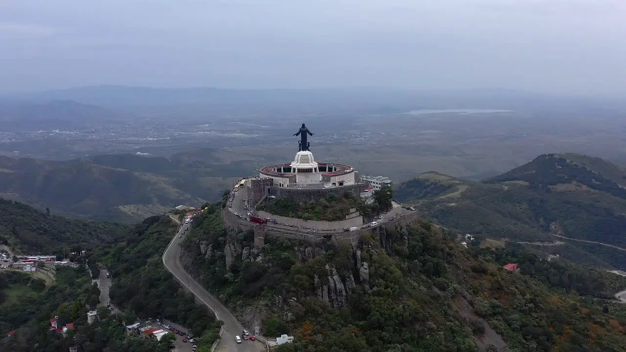 Aerial Cristo Rey catholic sanctuary Guanajuato Mexico drone view