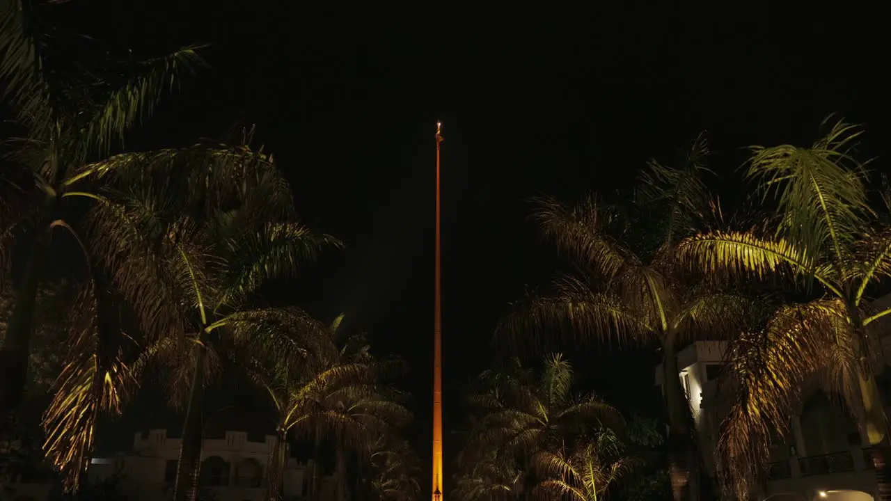 Sikh Flag Nishan Sahib at night Punjab Bulandpur India