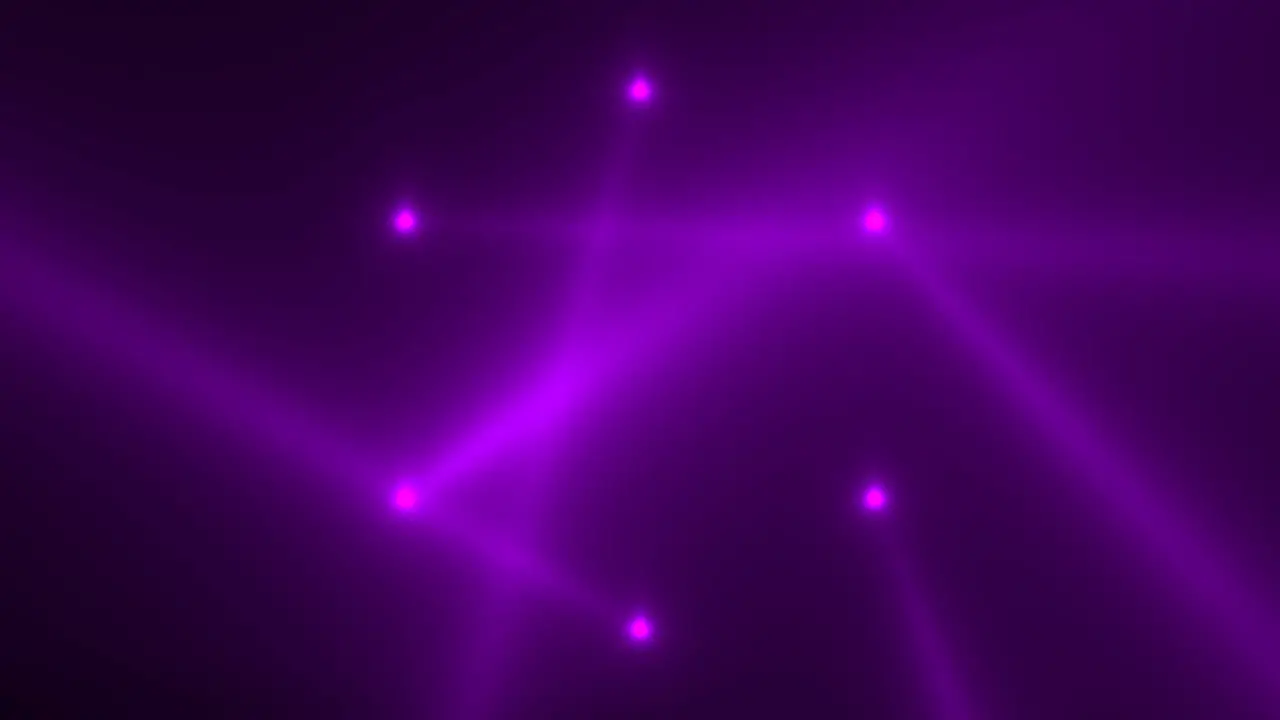 Glowing neon purple spotlight beams on disco performance stage