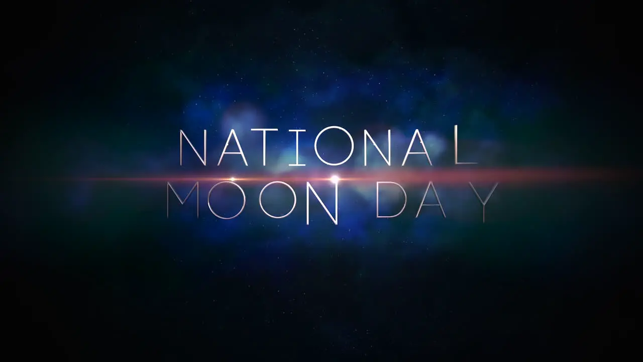 National Moon Day with light of stars and blue clouds in dark galaxy