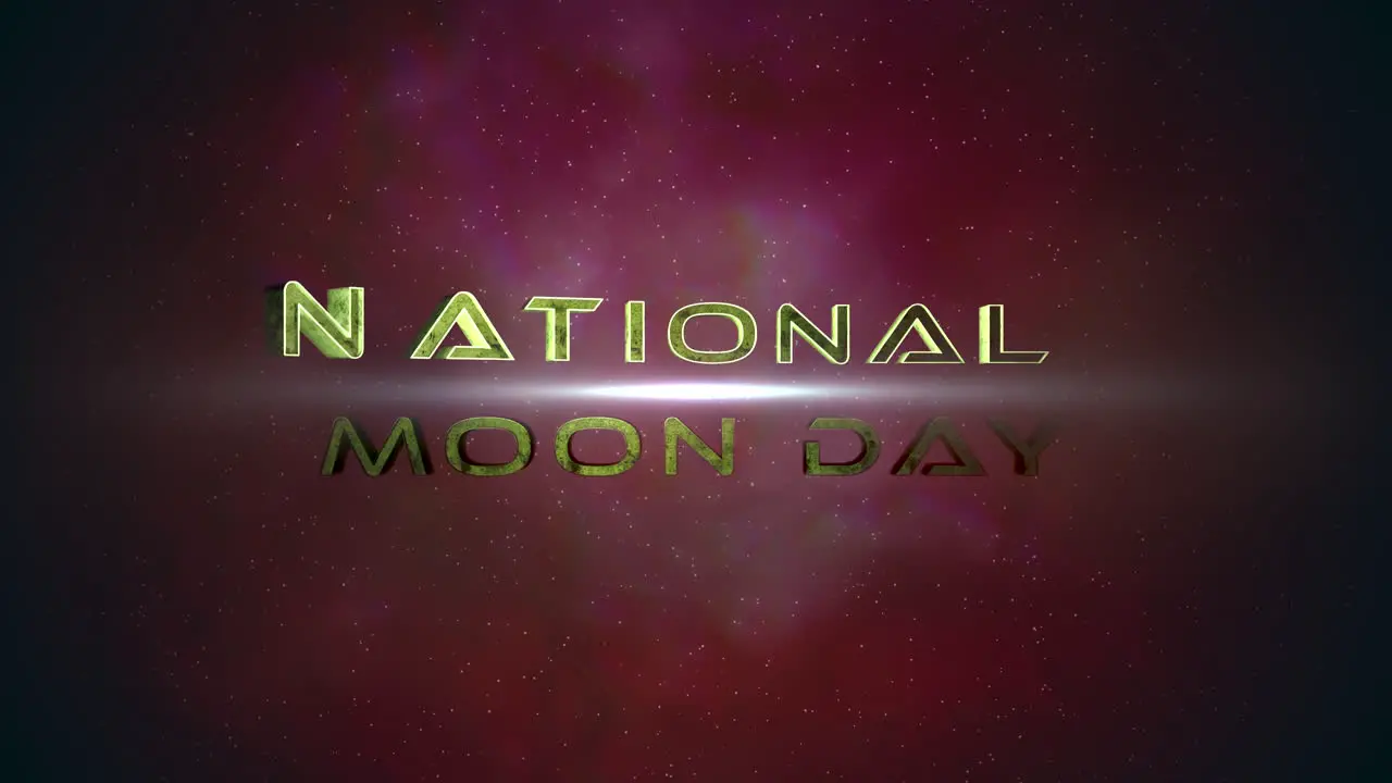 National Moon Day with light of stars and red clouds in dark galaxy