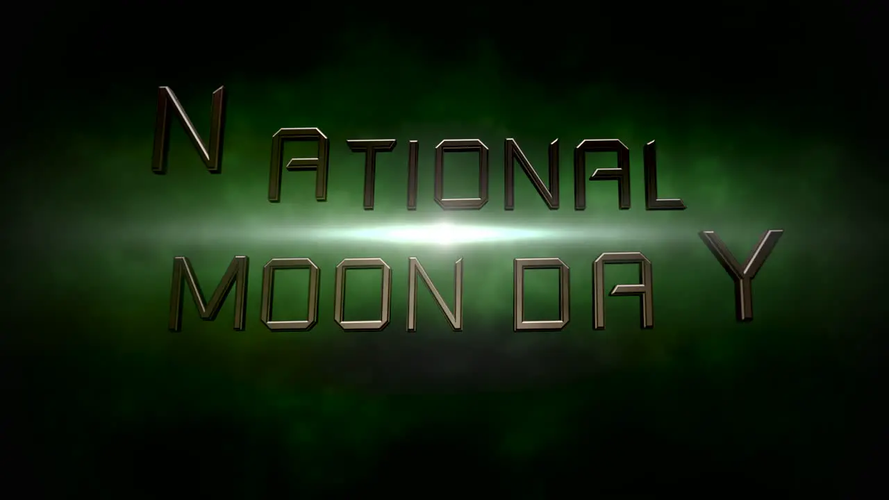 National Moon Day with stars and green clouds in dark galaxy