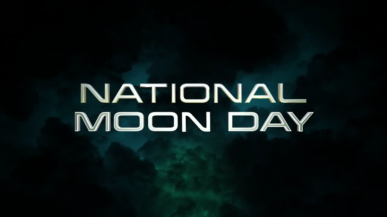 National Moon Day with light of stars and strom clouds in dark galaxy