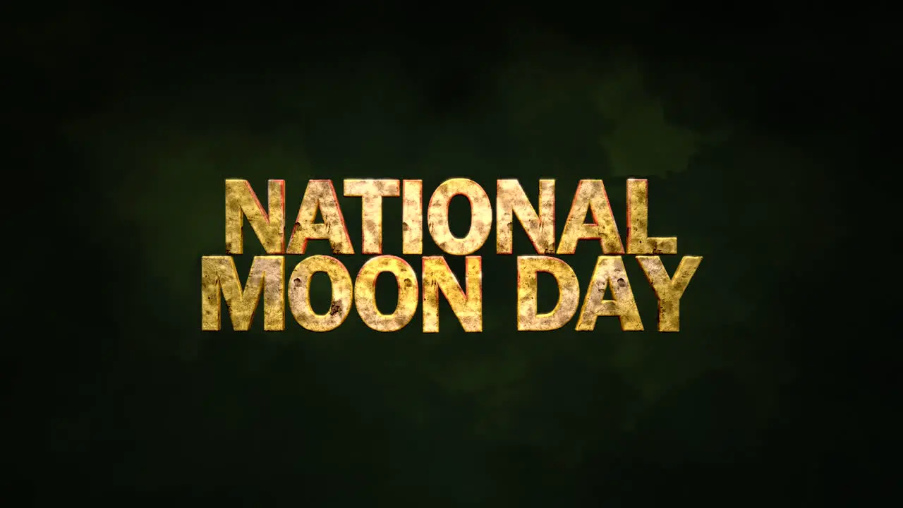 National Moon Day with green clouds in dark galaxy