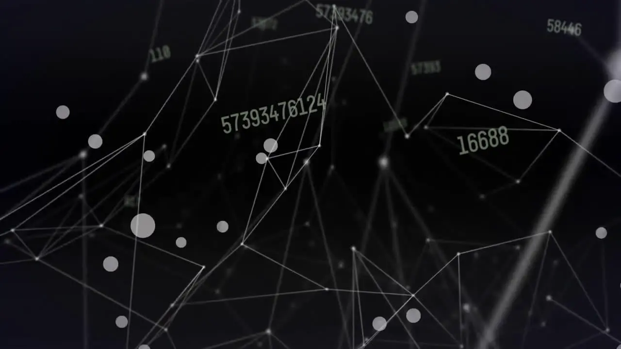 Animation of network of connections with data processing over white spots