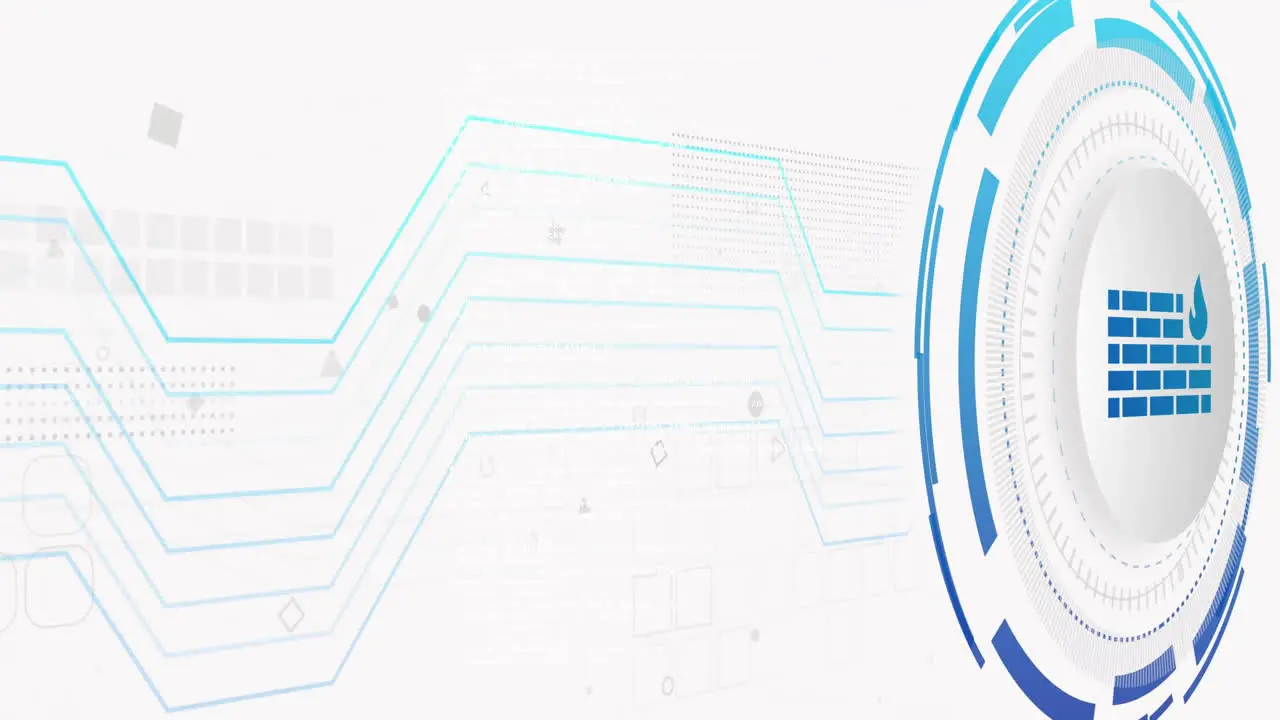 Animation of firewall icon over network of connections