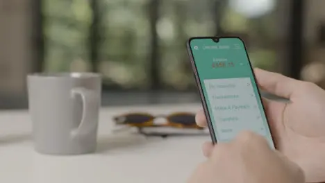 Sliding Shot Approaching a Hand Holding a Smartphone On Mobile Banking App