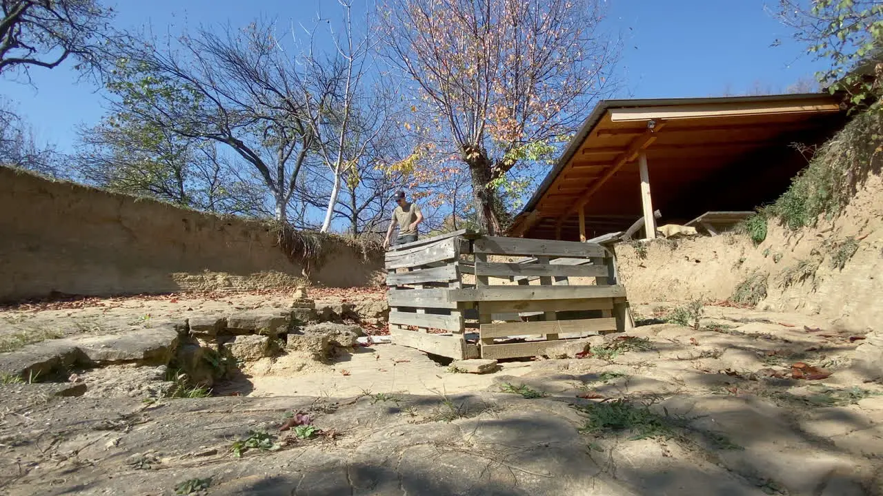 male explorer walks into the excavations of moon pyramid in bosnian tale of pyramids