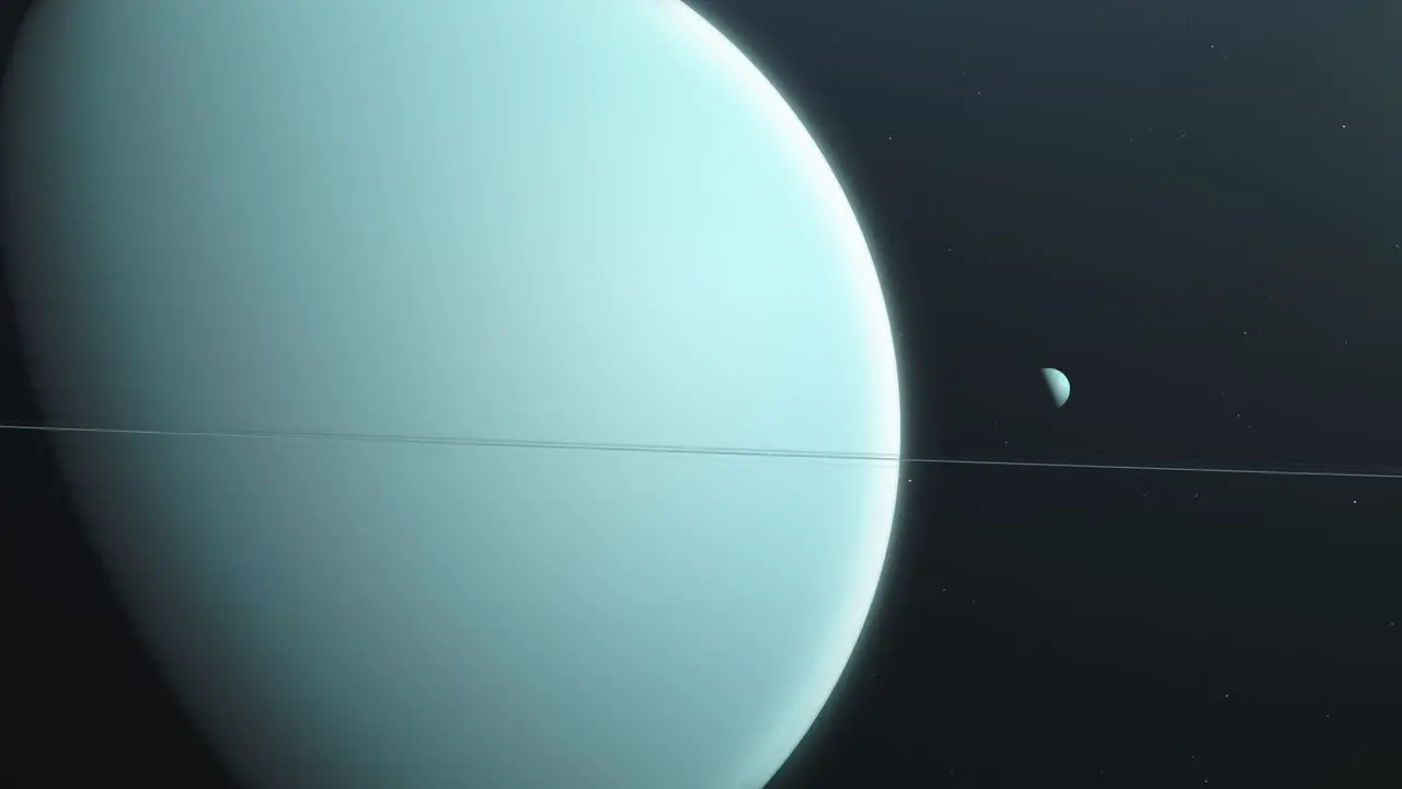 Planet Uranus in Outer-space Animation close-up