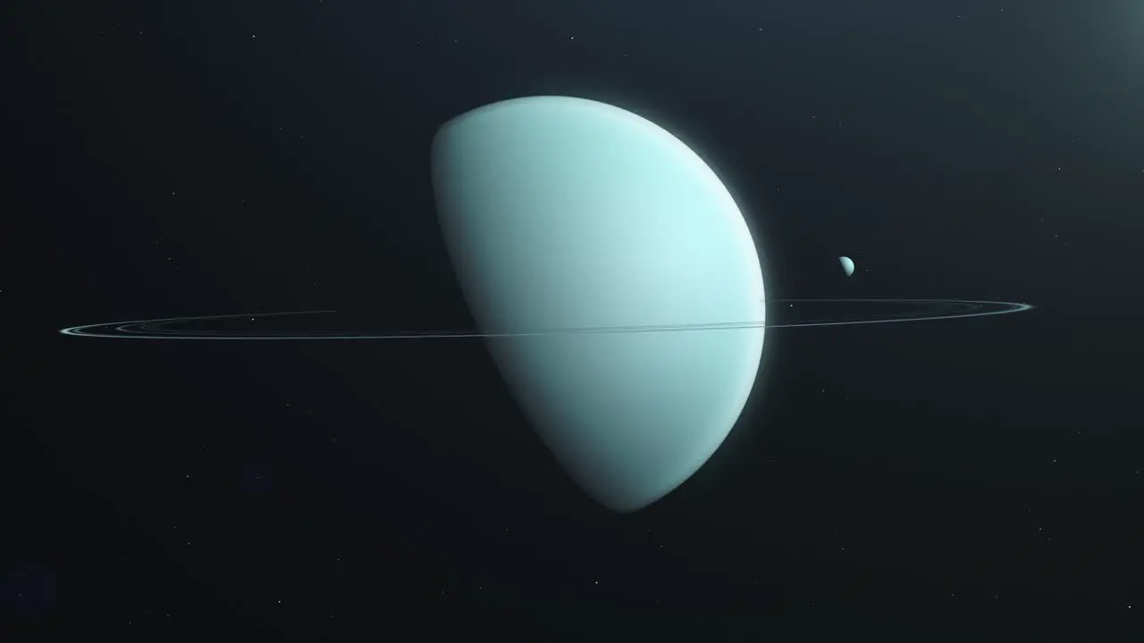 Orbit around Planet Uranus and the Sun in Outer-space