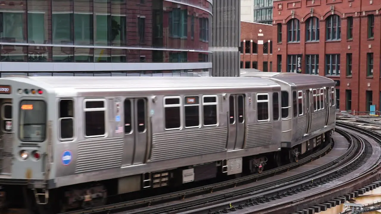 Metro Train Passing In Downtown Chicago Illinois Usa