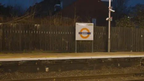 Early Morning Shot Empty Platform At Railway Station At In Bushey UK