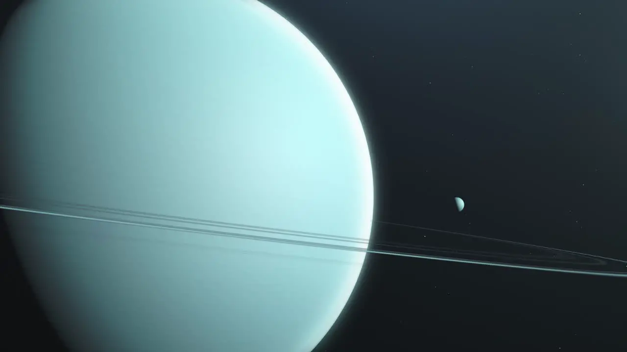 Planet Uranus and Rings in Outer-space