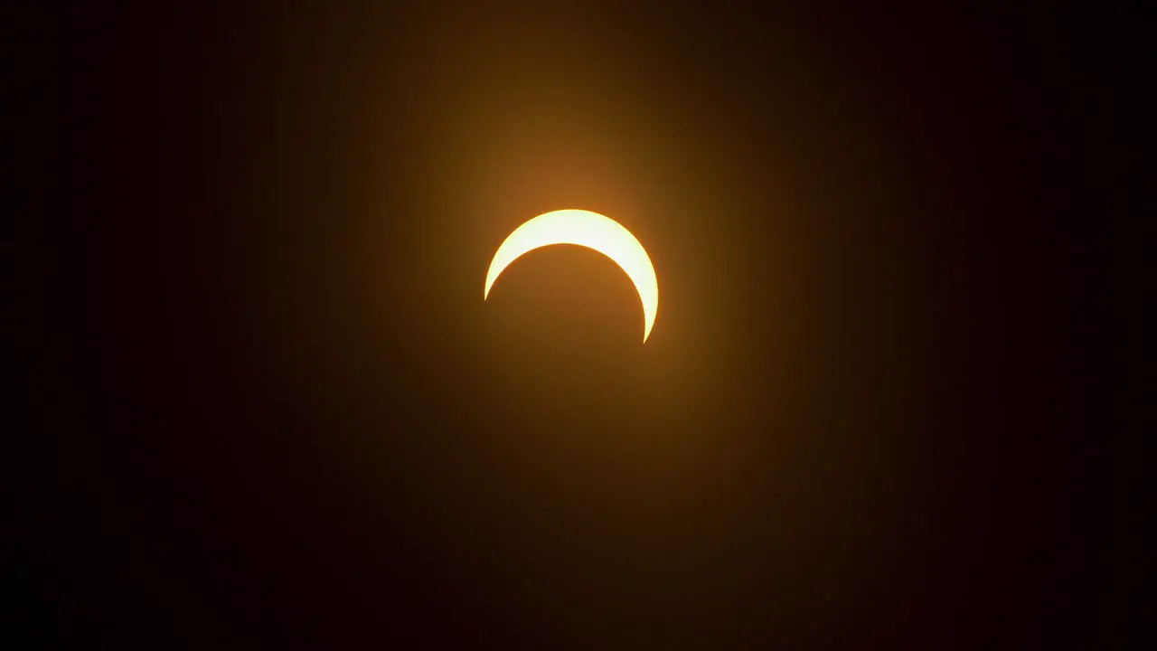 Annular Solar Eclipse timelapse after totality the sun and moon move away from each other