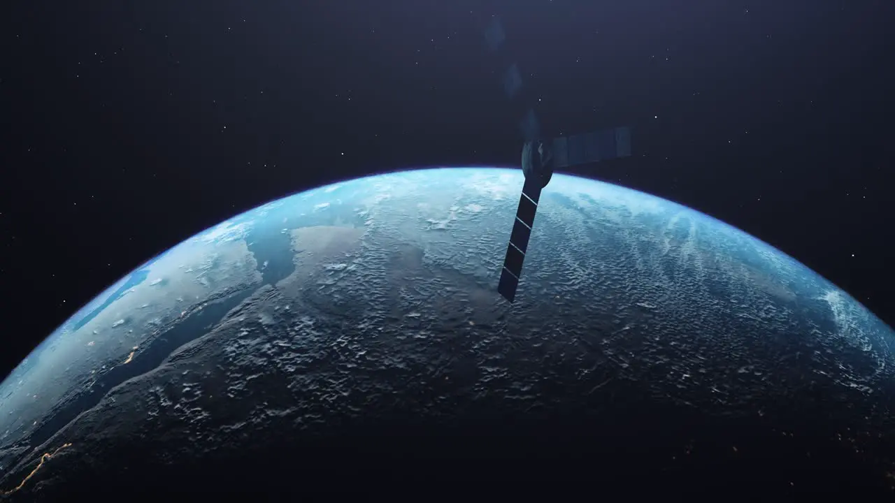 Satellite Of The Earth Orbiting In Outer Space animation