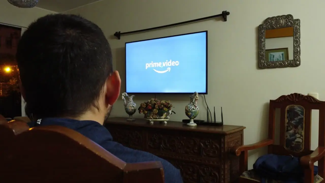 A person watching Amazon Prime in the living room