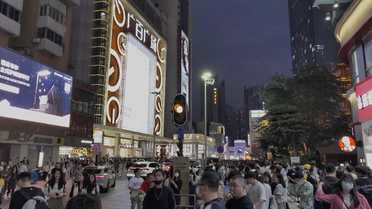 Busy night street in Asia Guangzhou China