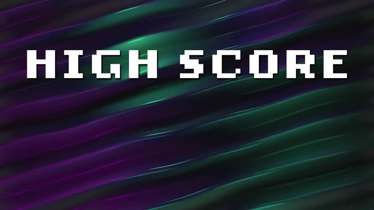 Animation of high score text over colourful liquid background