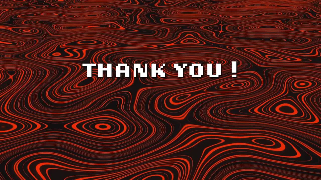 Animation of thank you text over red liquid background