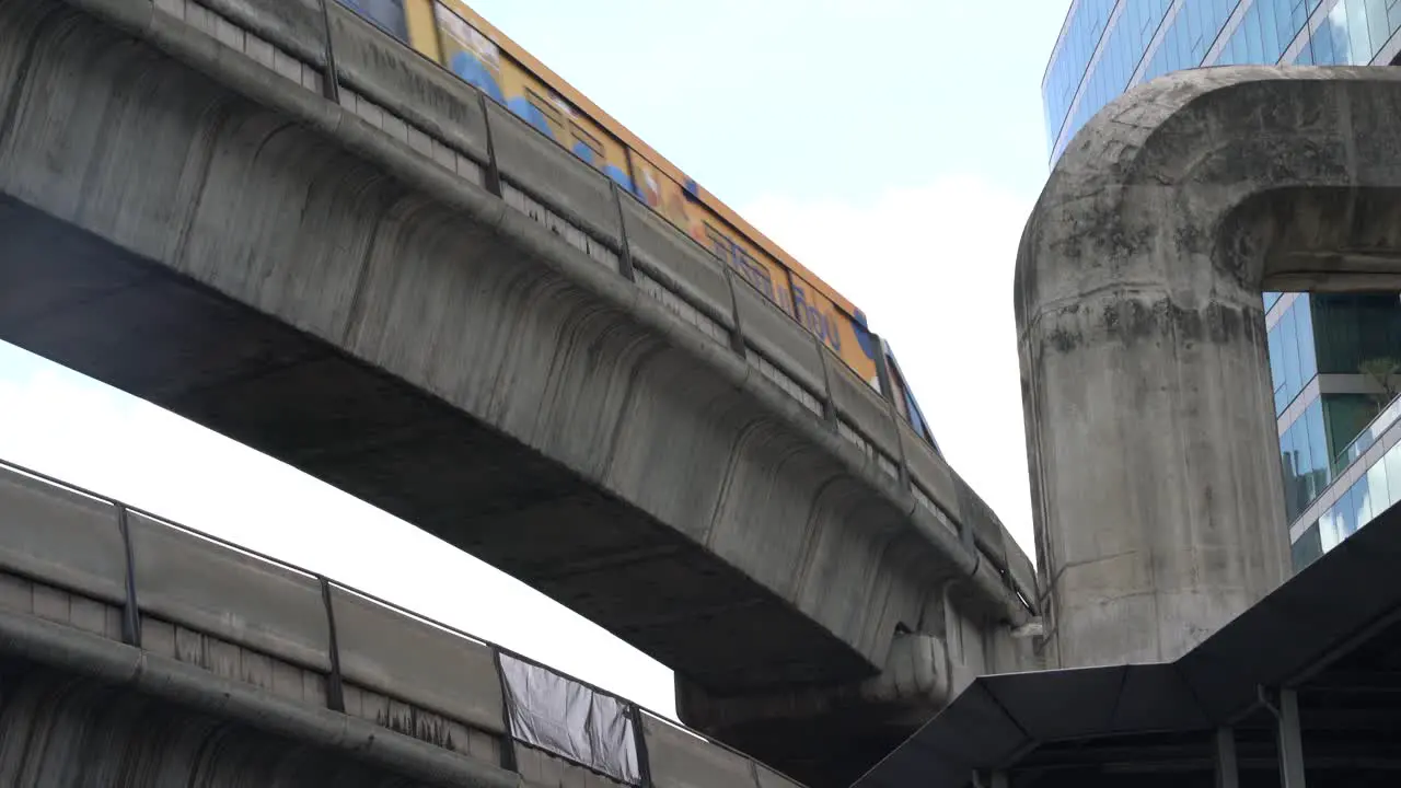 BTS Skytrain on elevated tracks across Bangkok city