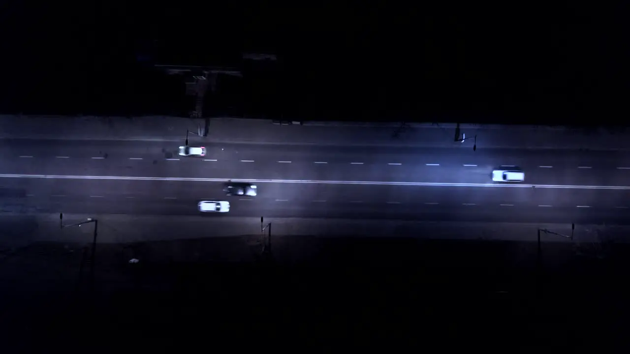 Aerial shot Traffic on the road and street light at night