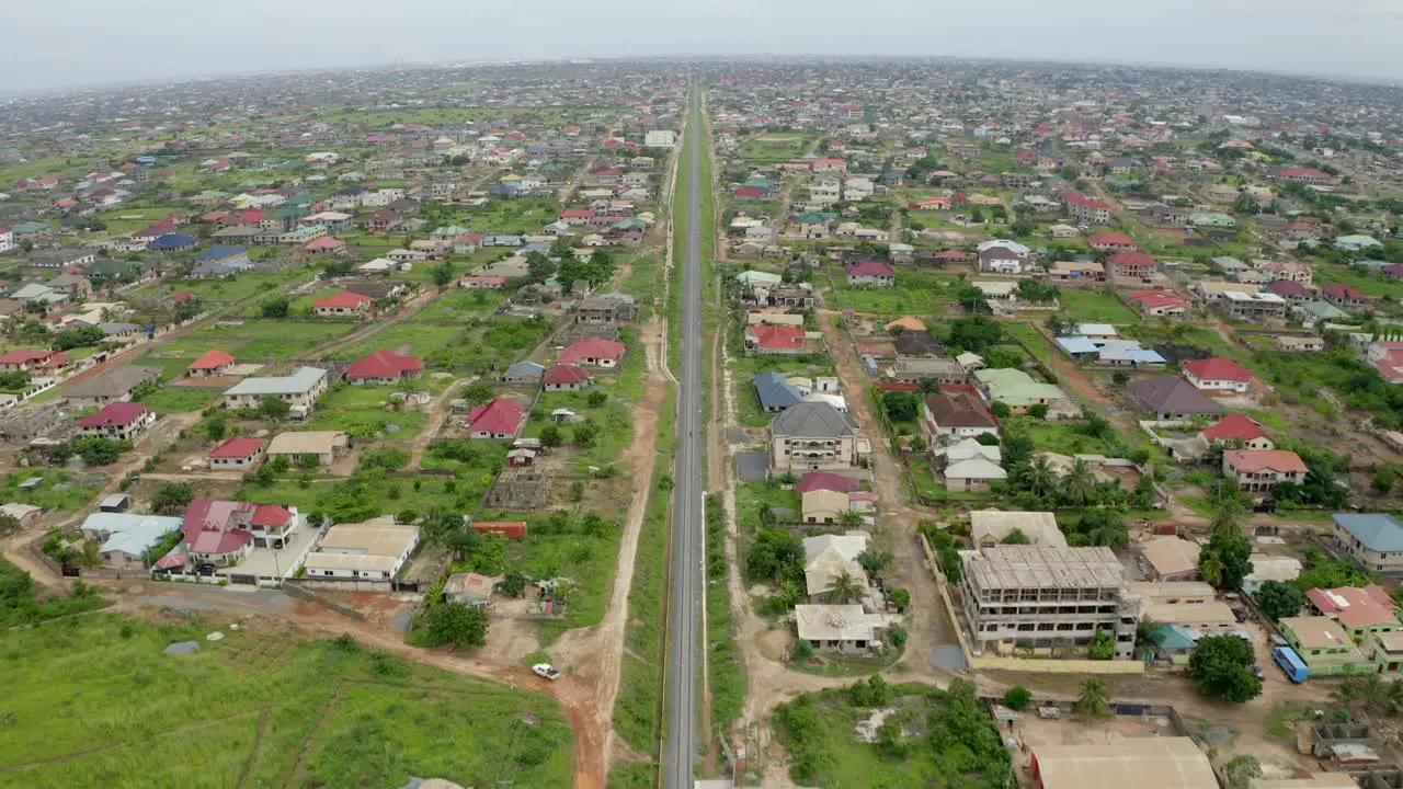 Railway path through community in Ghana