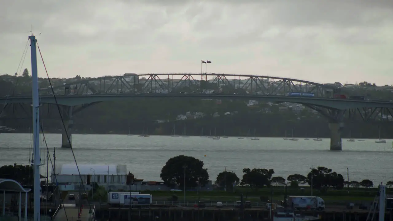 Long shot of Auckland Harbour bridge