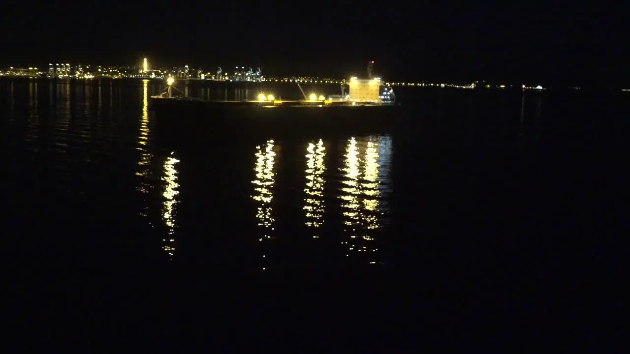 Gibraltar Brightly Lit Ship At Night