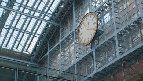 Close Up Of Clock On Concourse Of St Pancras Rail Station In London UK