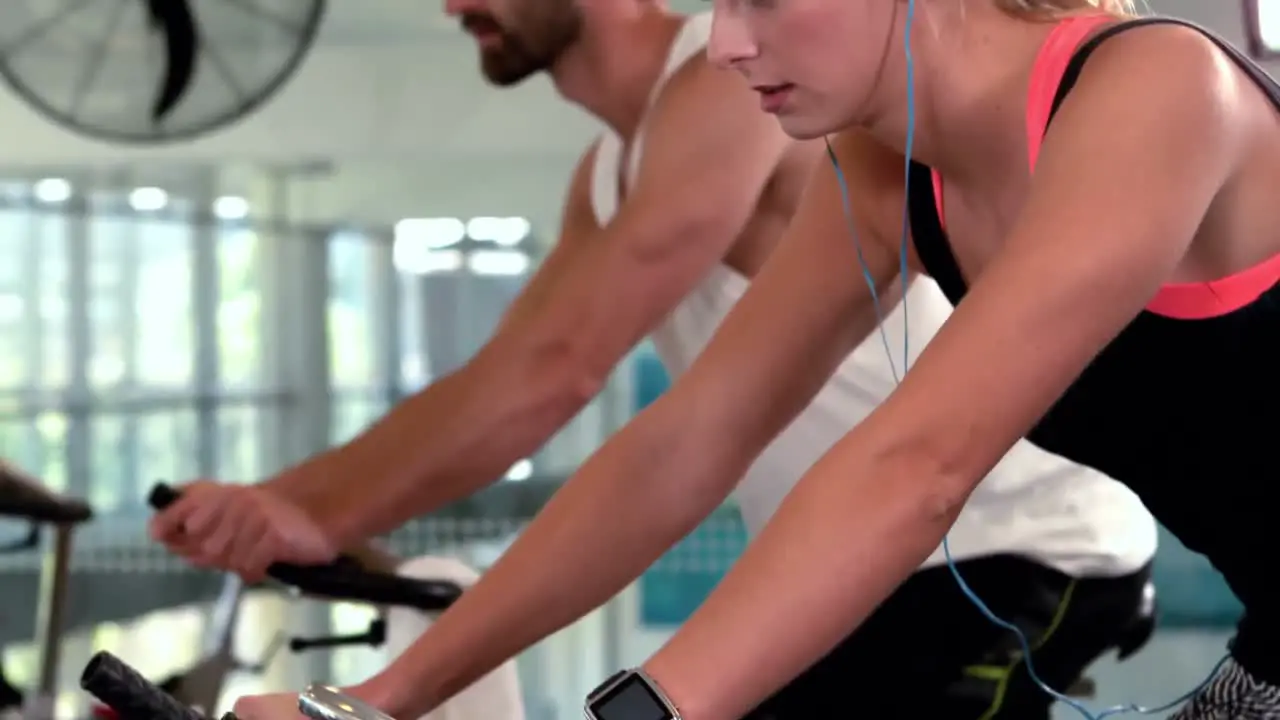 Fit athlete doing bike exercises 