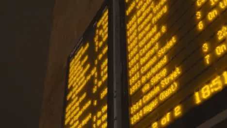 Close Up Of Departure Board At London Bridge Rail Station In London UK At Night 1