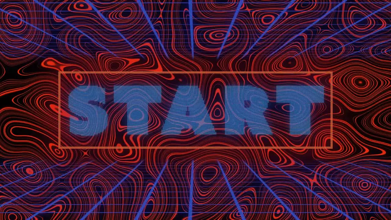 Animation of start text over red liquid background