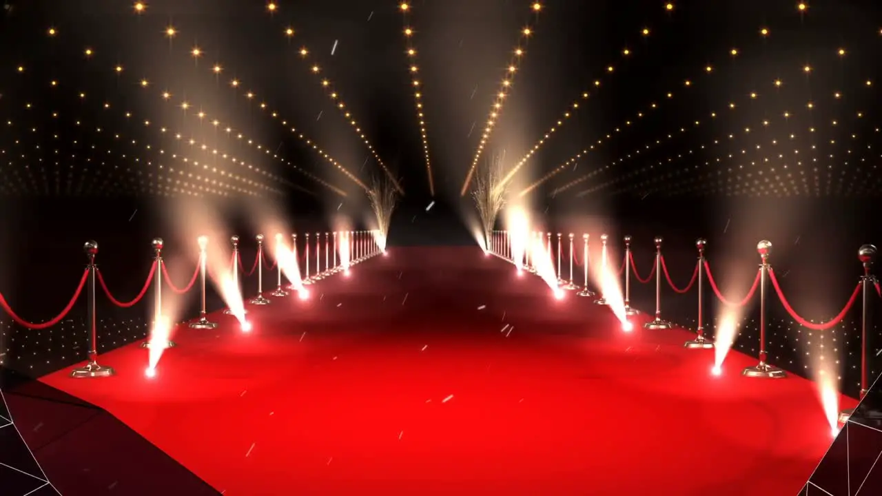 Animation of digital tunnel over lights and red carpet