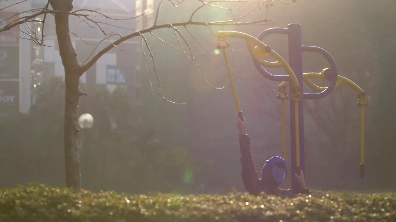 Person Exercising in Hong Kong Park