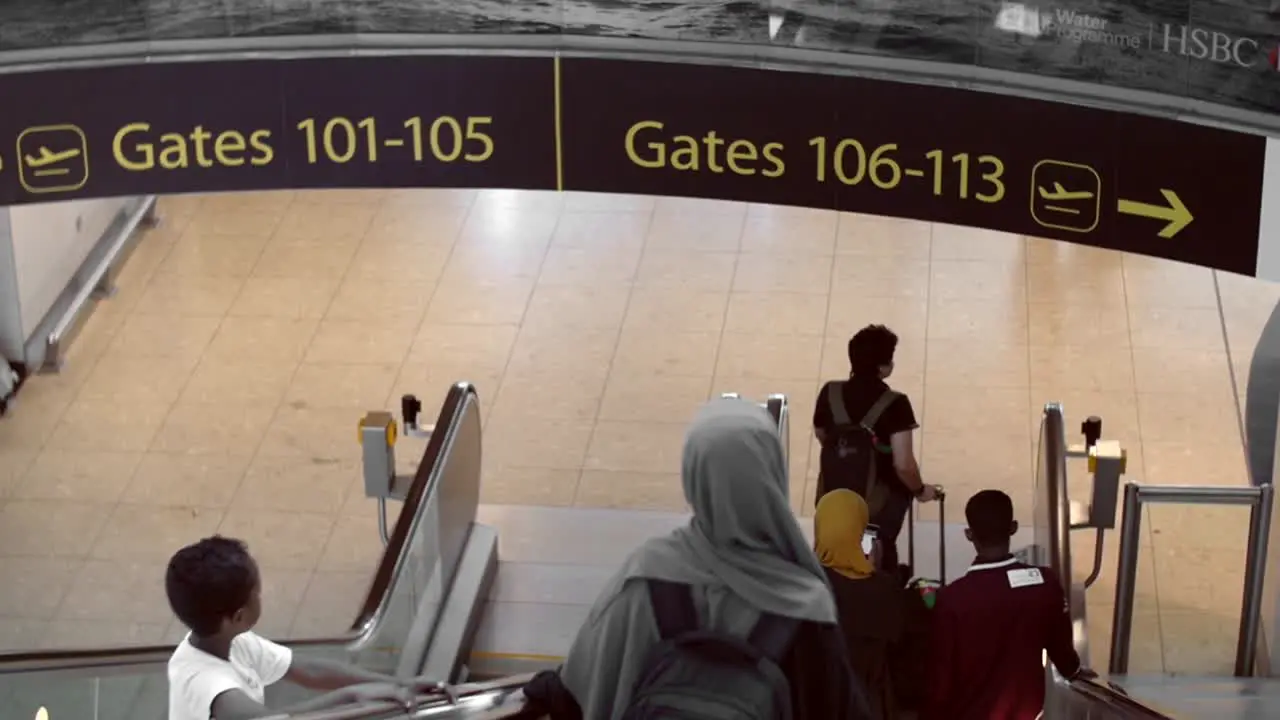 Mother and Son Heading To Departure Gate at Airport