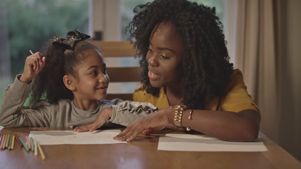 Woman and Child Drawing Together