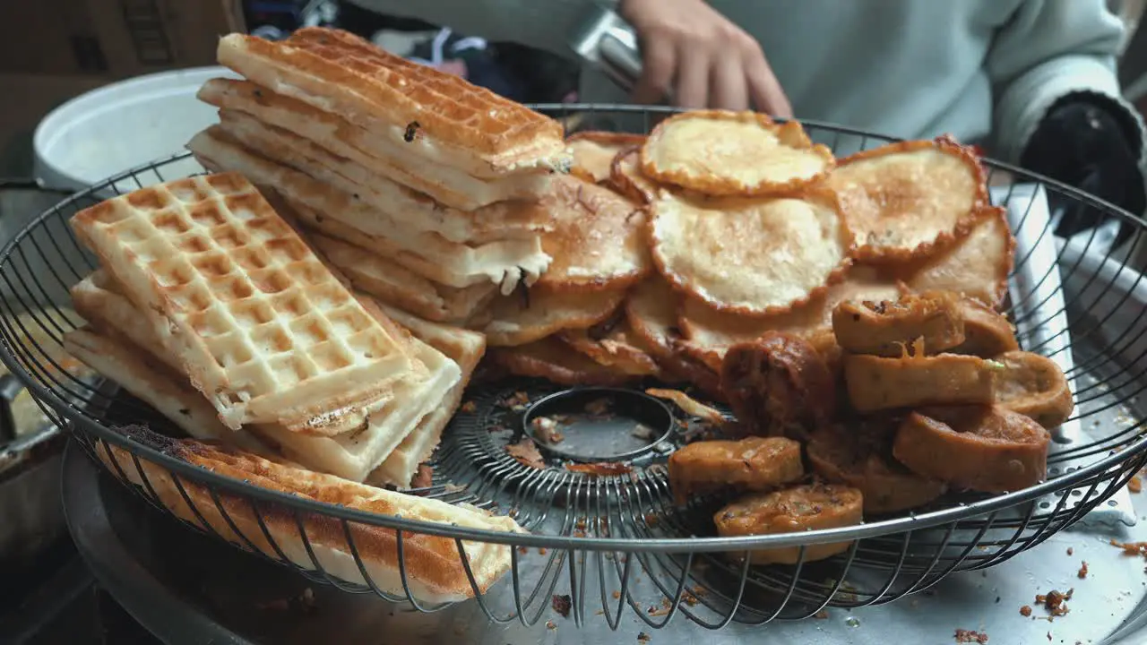 Close Up of a Variety of Street Food Being Sold at the Market