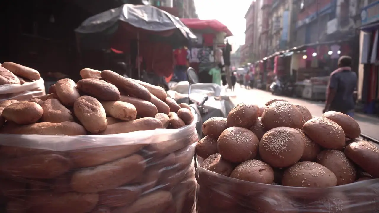 Selling crisp bread or Biscuits on the street