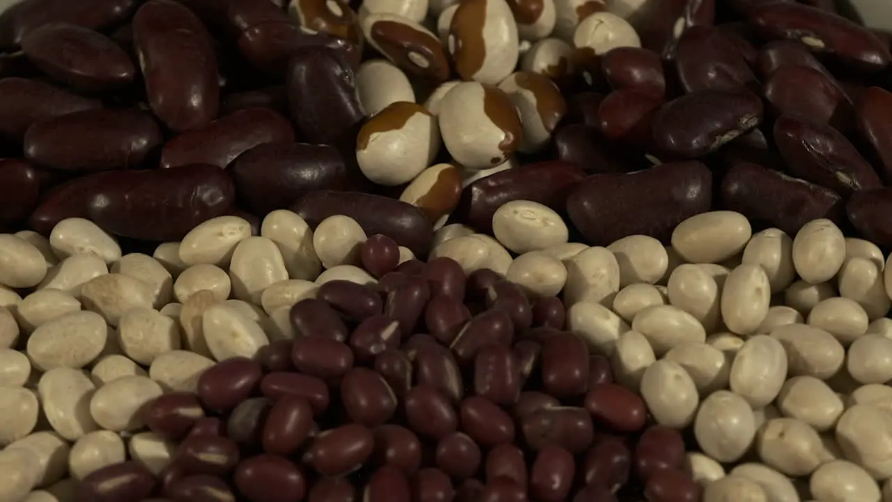 Closeup high angle food ingredient view Dry beans in rotating pattern