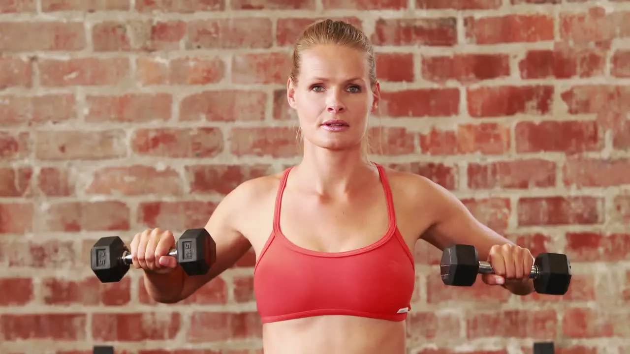 Woman doing a dumbbell workout