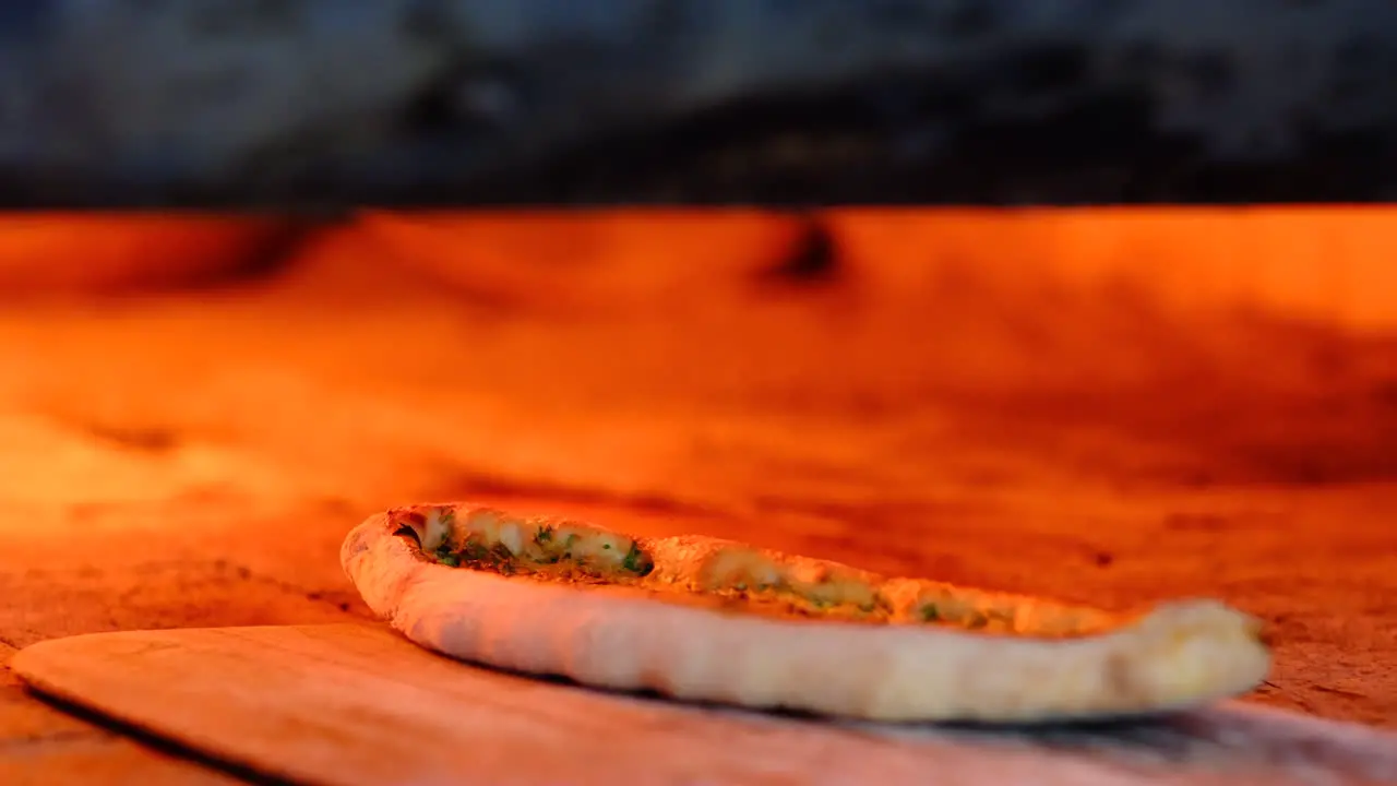 pita is baking in the stone oven