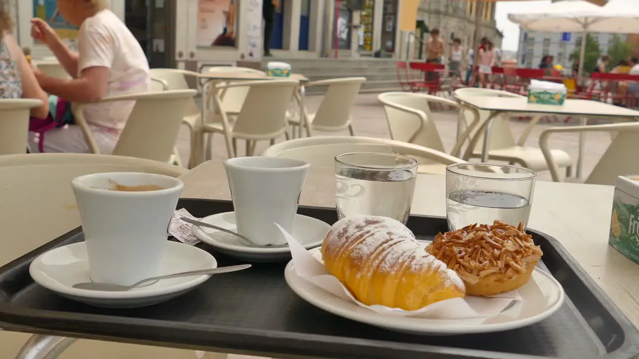 Detail of typical cafe with Portuguese sweets in Porto Portugal