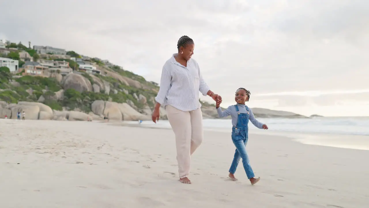 Black family mother and daughter holding hands