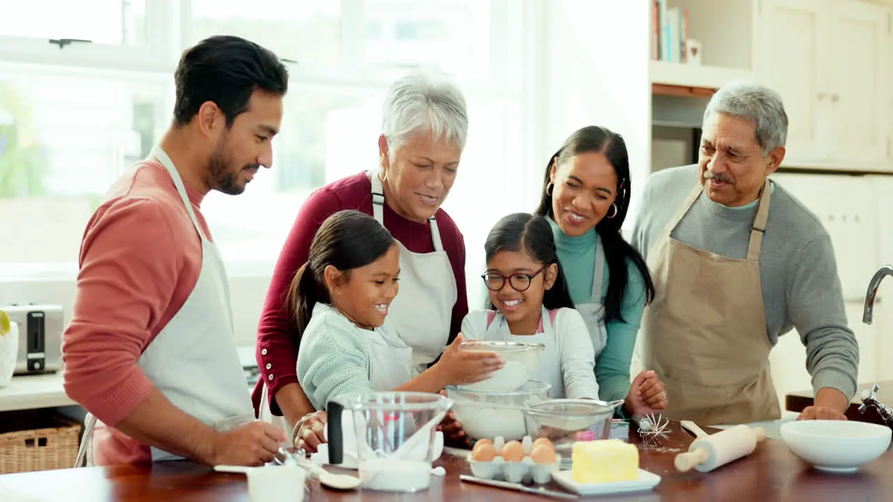 Cooking high five and baking with big family