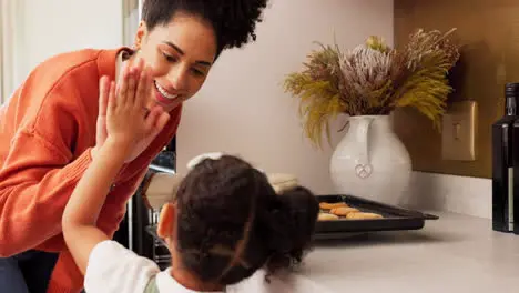 Cooking high five and mother