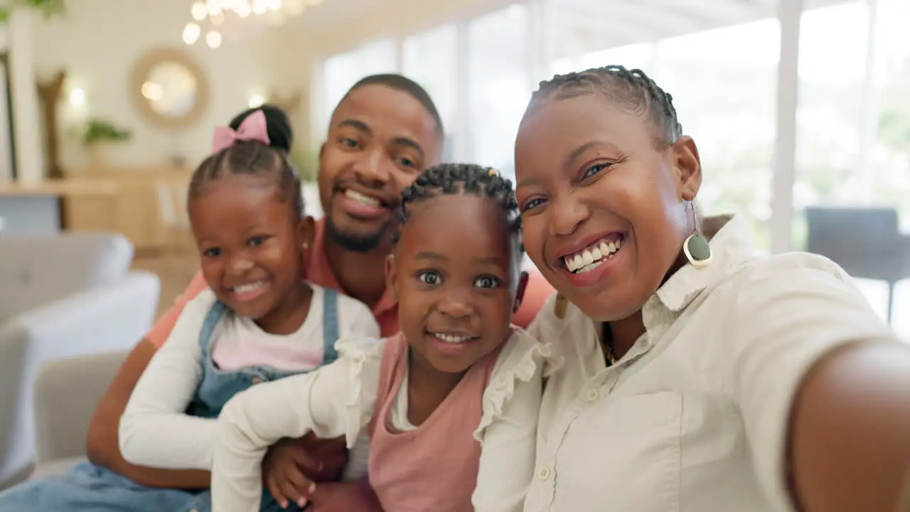 Black family selfie and happy with parents