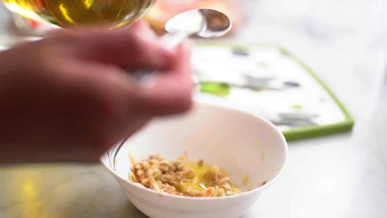 put the spices and olive oil in a bowl to stuff the sea bream